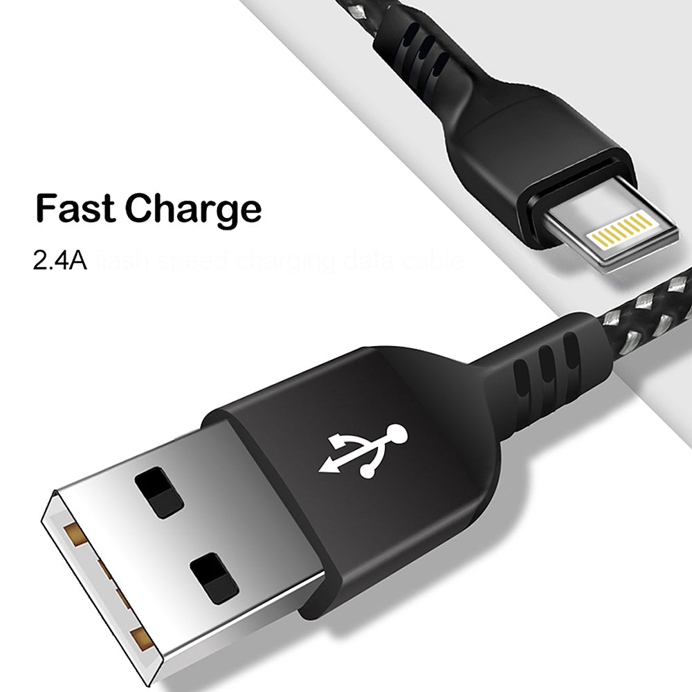 Кабел за осветление, поддържащ Fast Charge 2.4A Maclean Energy MCE472 черен, дължина 1 м, 5V/2.4A - пренос на данни