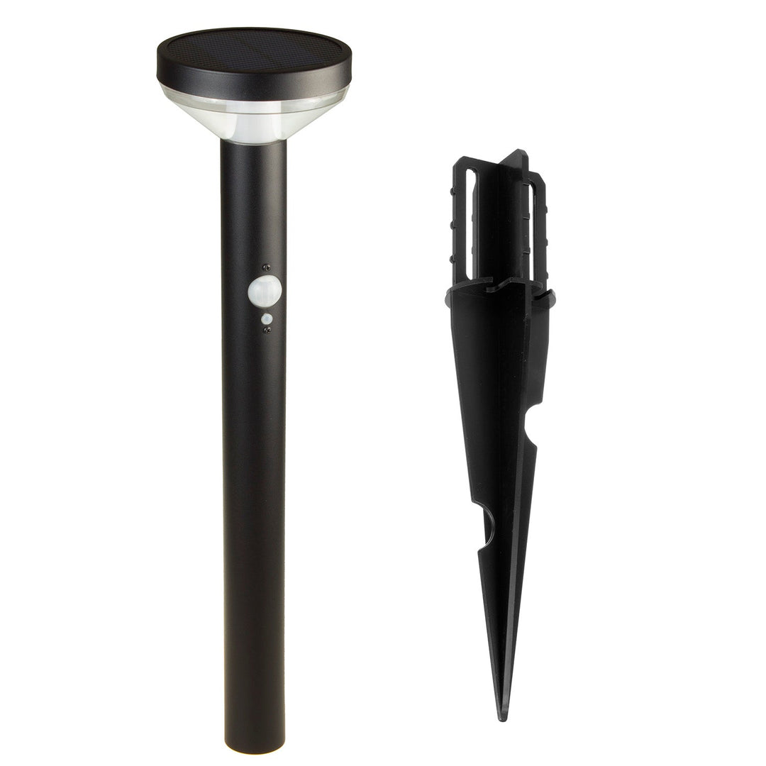 Lampa solara LED cu senzor, MCE465 C/M IP44, Bateria Li-ion 18650, IP44, 3,7V, 1200 mAh, neagra