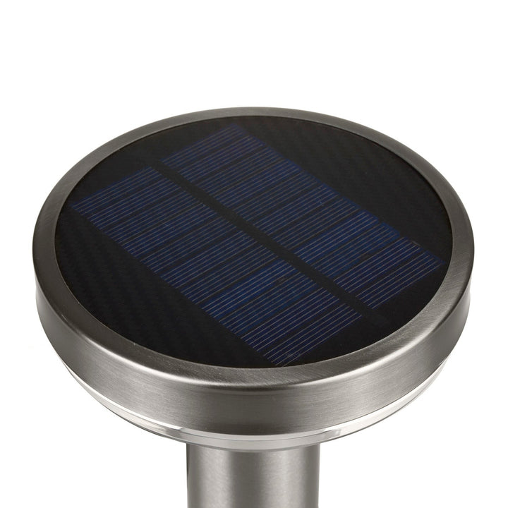 Слънчева LED лампа с Maclean сензор, матов хром, IP44, 3 режима на осветление, Li-ion 18650 3.7V 1200 mAh батерия, забиваща се, MCE465 C/M