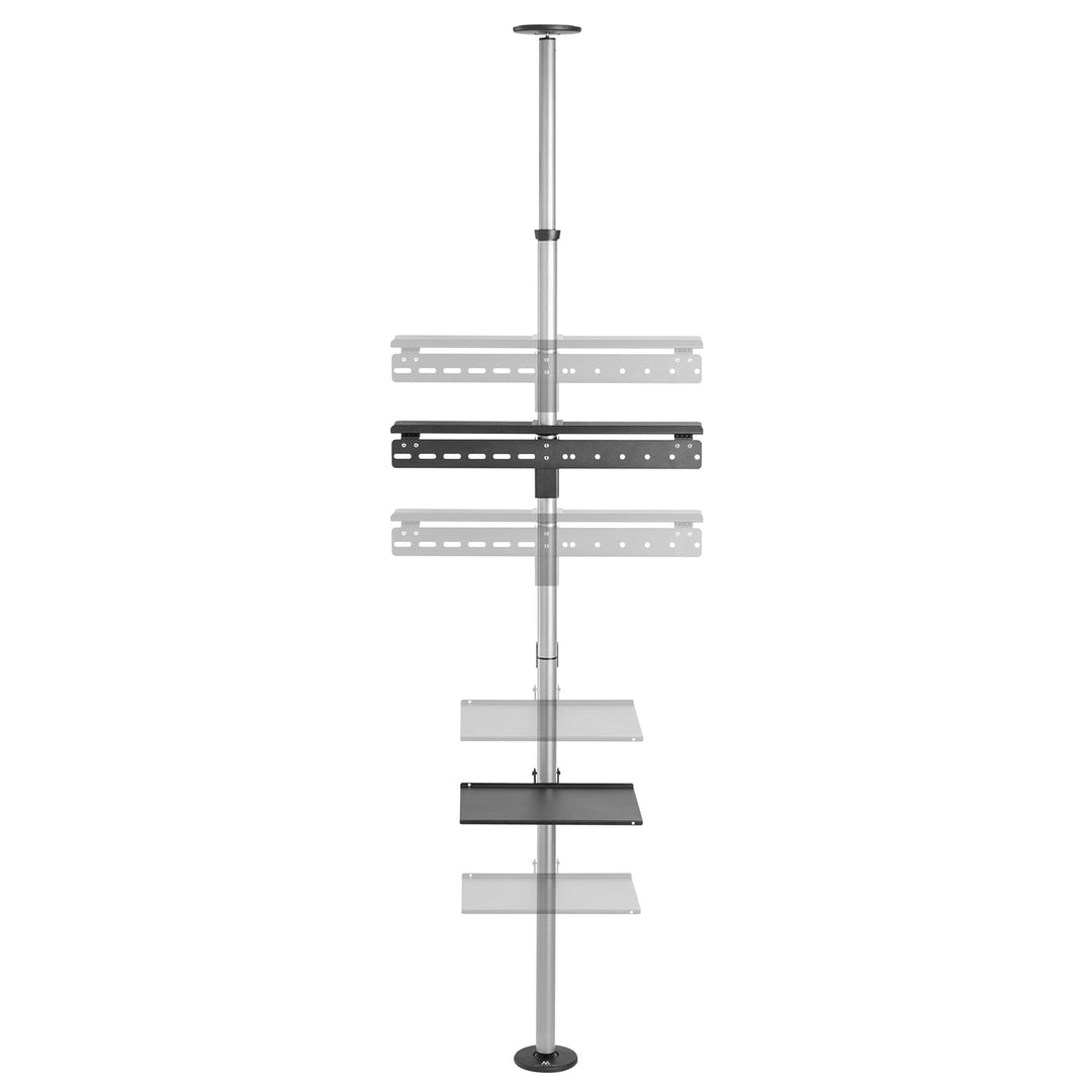 Maclean MC-791N телескопична стойка за телевизор, стойка за таван-под с рафт, 37"-70", макс. 30 кг