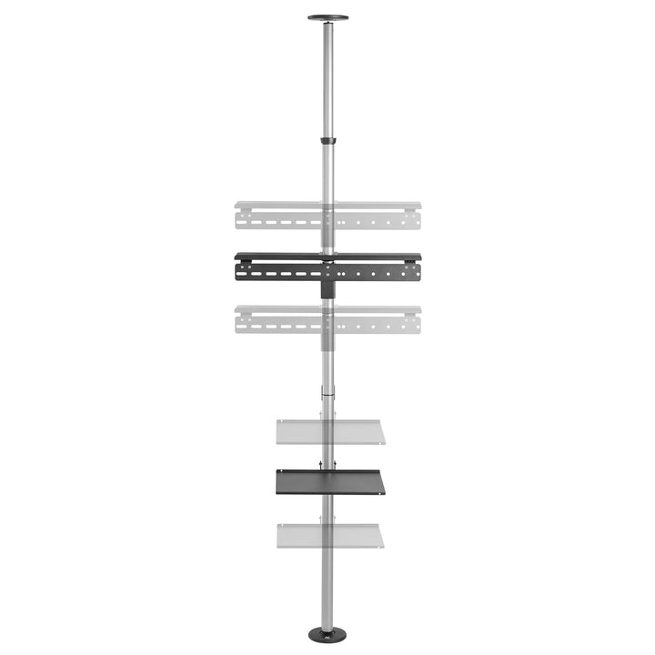 Maclean MC-791N телескопична стойка за телевизор, стойка за таван-под с рафт, 37"-70", макс. 30 кг