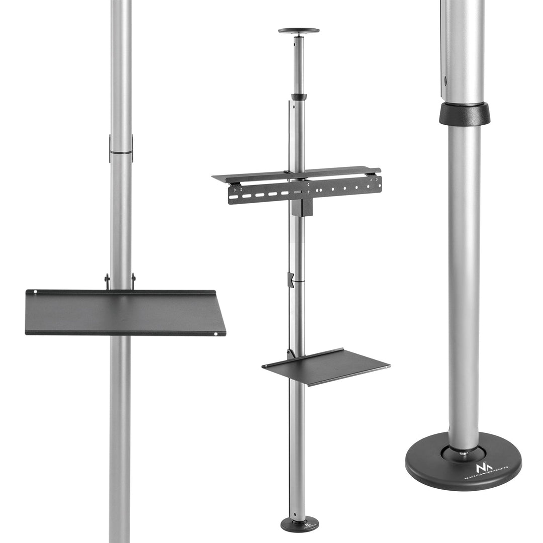 Maclean MC-791N телескопична стойка за телевизор, стойка за таван-под с рафт, 37"-70", макс. 30 кг