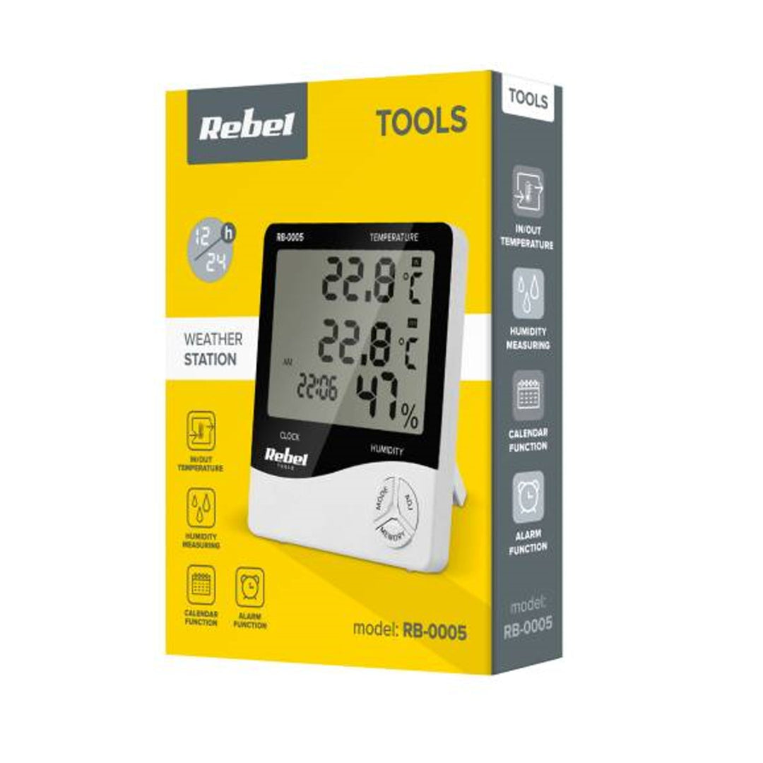 Домашна метеорологична станция Rebel Tools RB-0005 с измерване на влажността