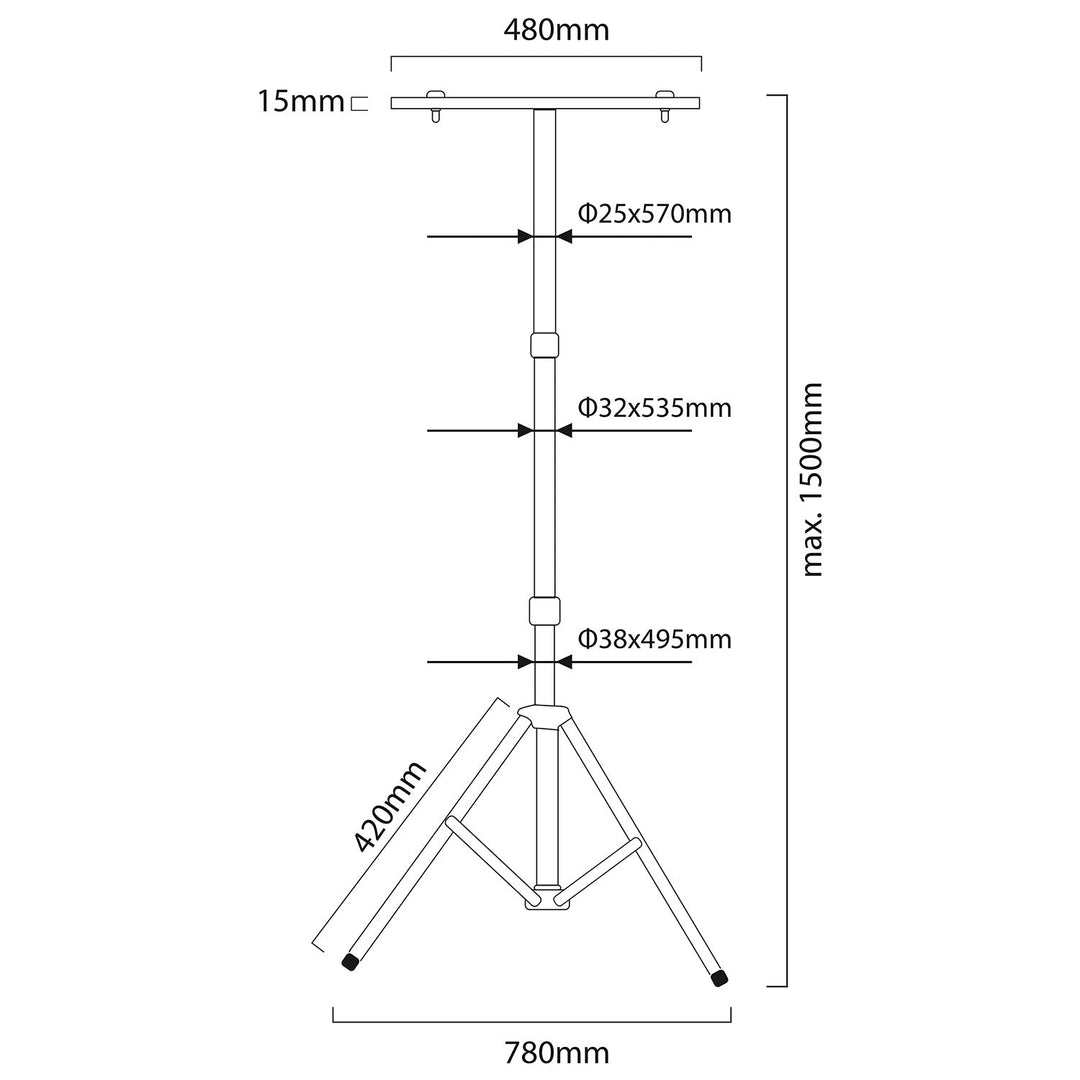 Maclean Energy статив за 2 LED прожектора, жълт, изработен от стомана, максимална височина 1,5 м MCE583