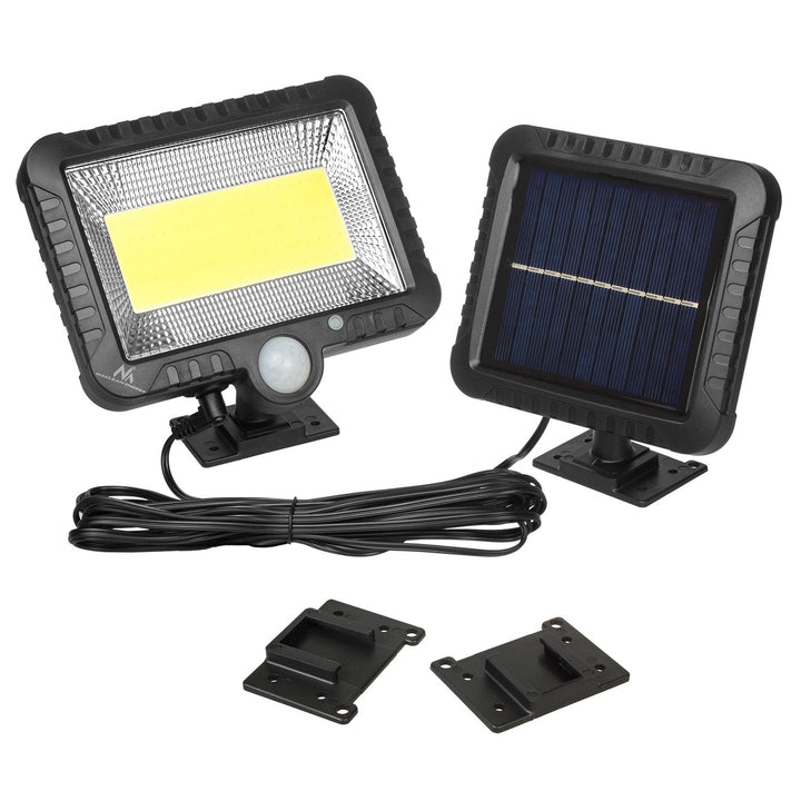 Слънчев LED прожектор с датчик за движение Maclean Energy IP44, 5 W, 400 lm, 6000 K студено бяла светлина, литиева батерия 1300 mAh, 3,7 V DC  MCE438