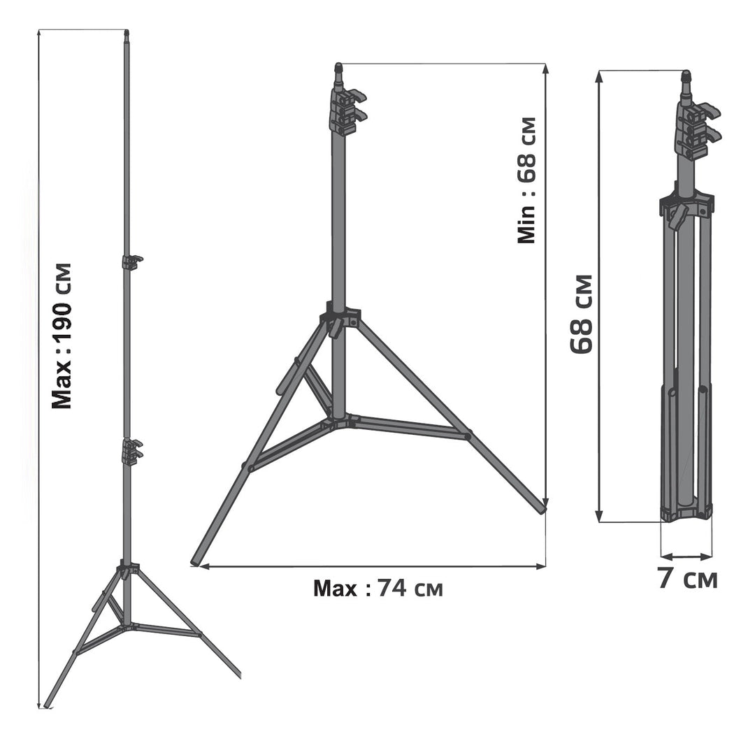 Статив за Maclean MC-163 12" LED пръстенна светлина, макс. височина 190 cm, макс. натоварване 3 kg