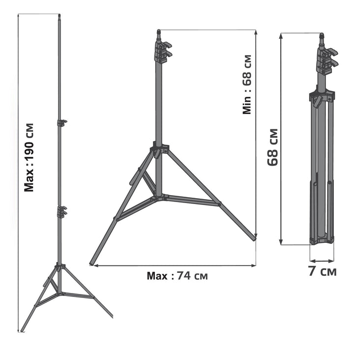 Статив за Maclean MC-163 12" LED пръстенна светлина, макс. височина 190 cm, макс. натоварване 3 kg