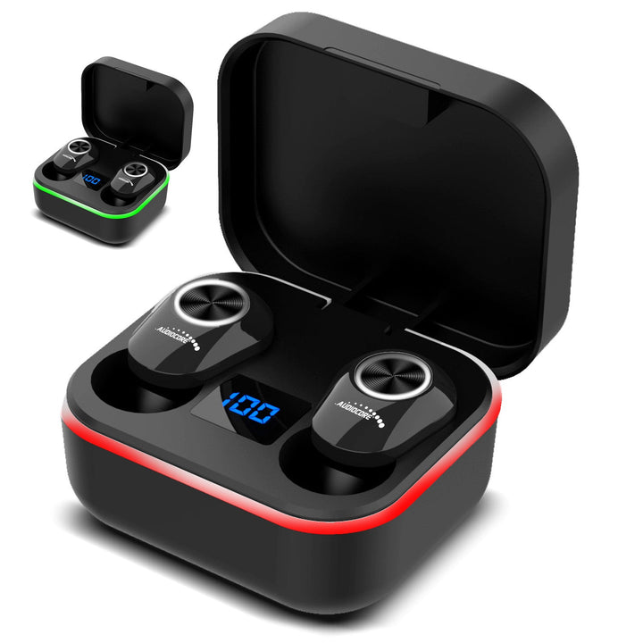 Audiocore TWS BT 5.1 слушалки за уши с 300mAh зарядна база, 30mAh слушалки, черни AC580