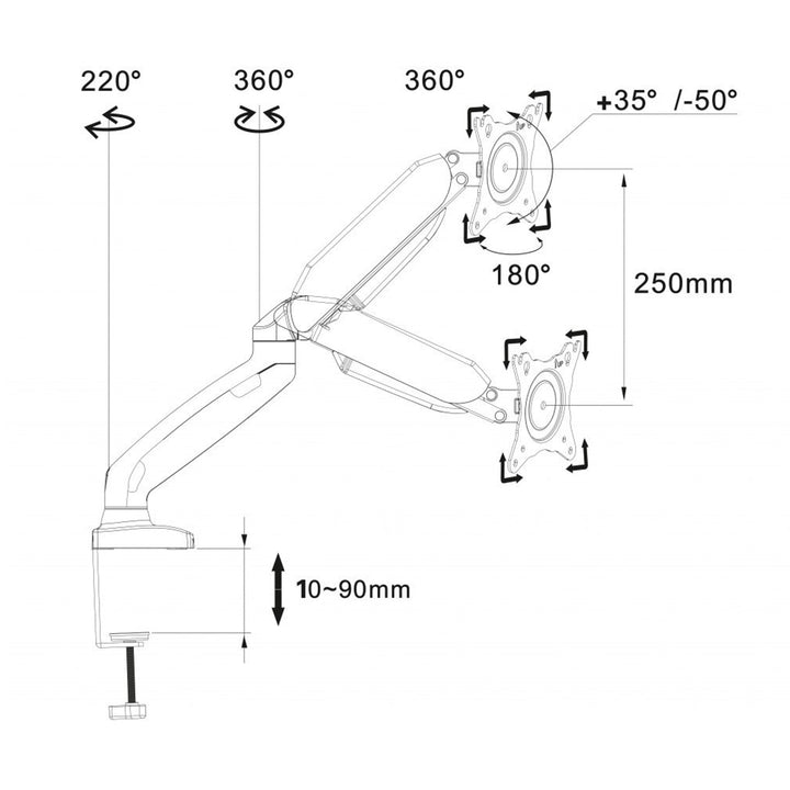 НАСТОЛНА СТОЙКА ЗА LED LCD МОНИТОР USB 3.0 10-32" Art L-17GD
