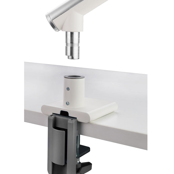 Ergo Office мониторна стойка, премиум с газова пружина, двойна ръка, 17"-32" 9 кг, бяла, ER-437