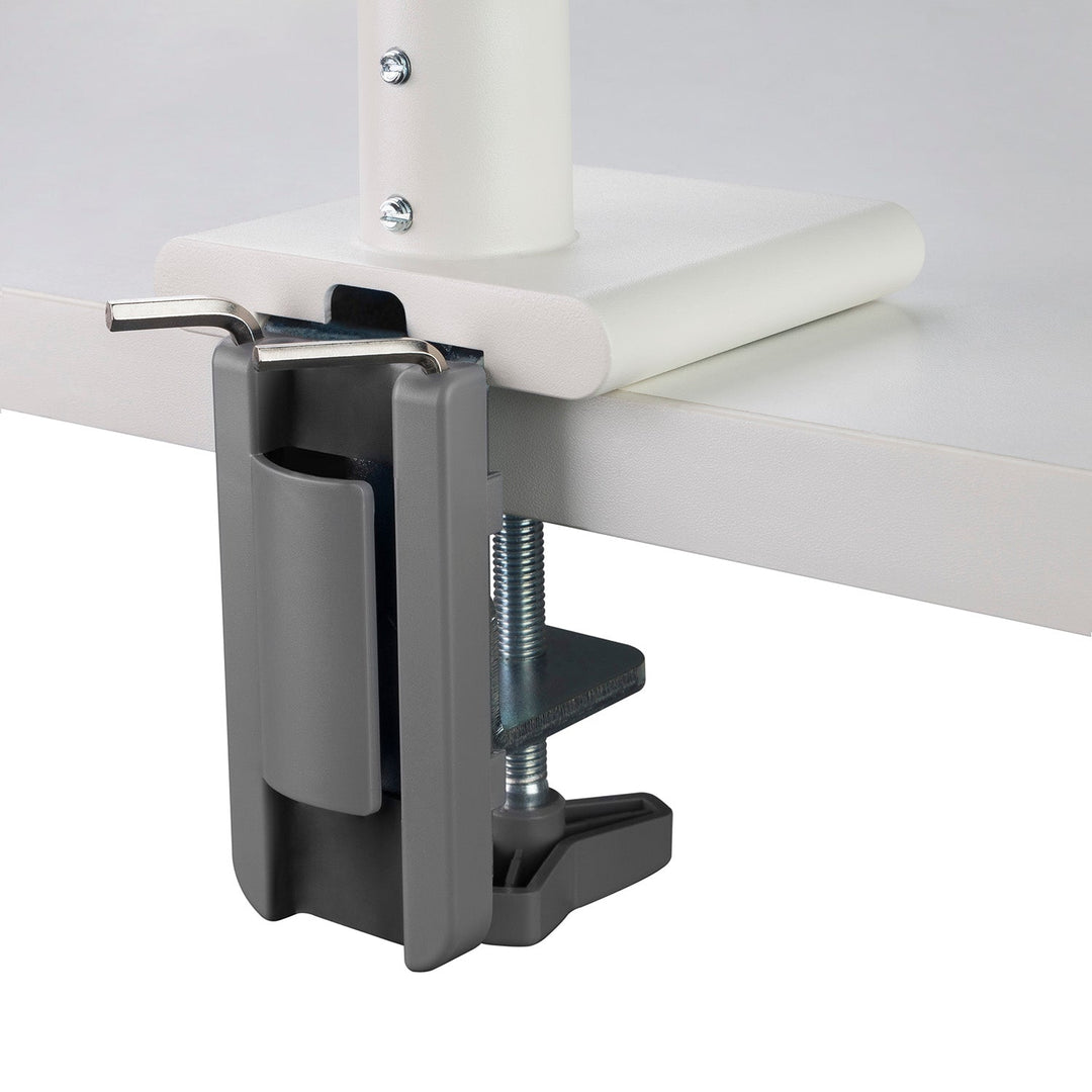Ergo Office мониторна стойка, премиум с газова пружина, двойна ръка, 17"-32" 9 кг, бяла, ER-437