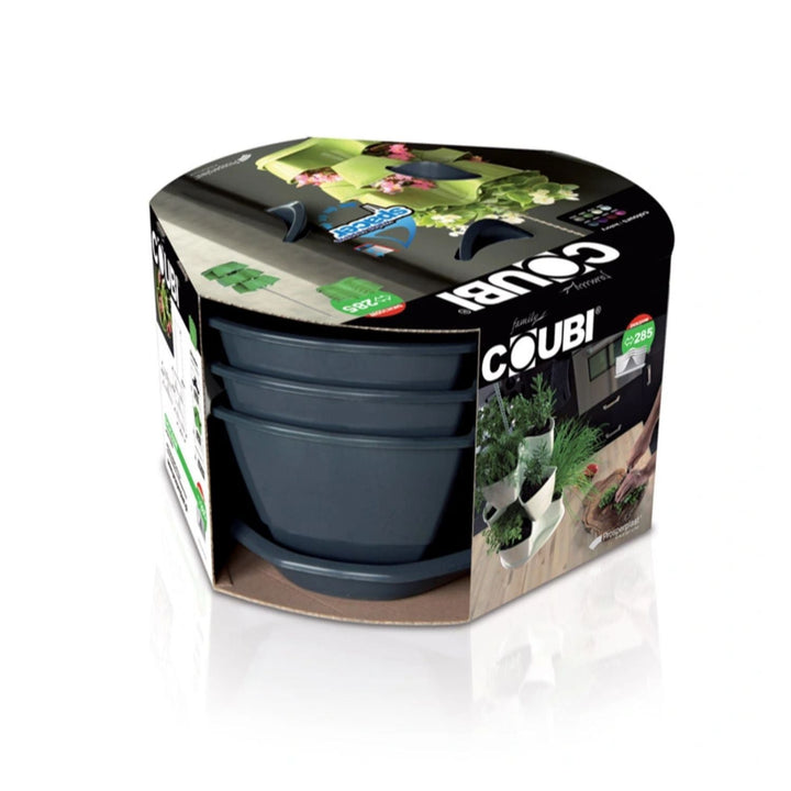 Coubi Herbal тройна каскадна саксия за билки, антрацит