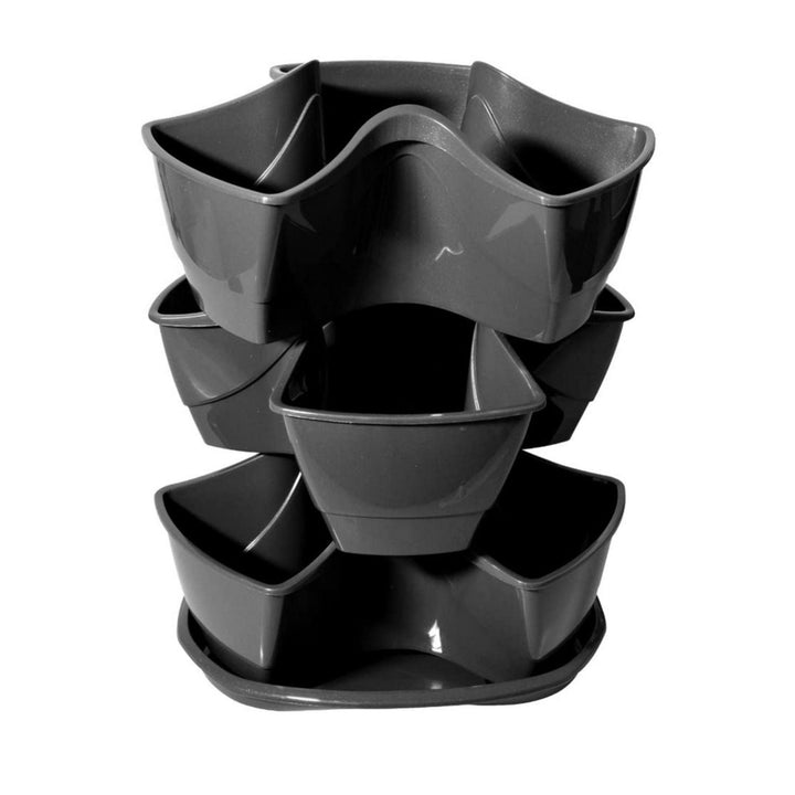 Coubi Herbal тройна каскадна саксия за билки, антрацит