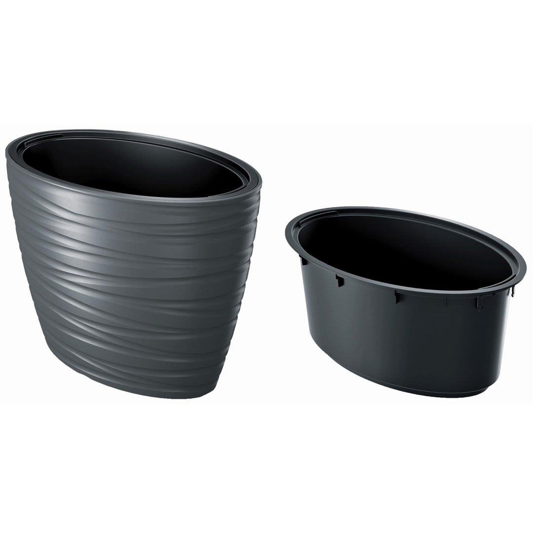 Prosperplast Maze антрацит овална саксия с вложка DBMZE600-S433