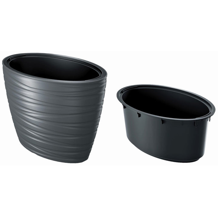 Prosperplast Maze антрацит овална саксия с вложка DBMZE600-S433