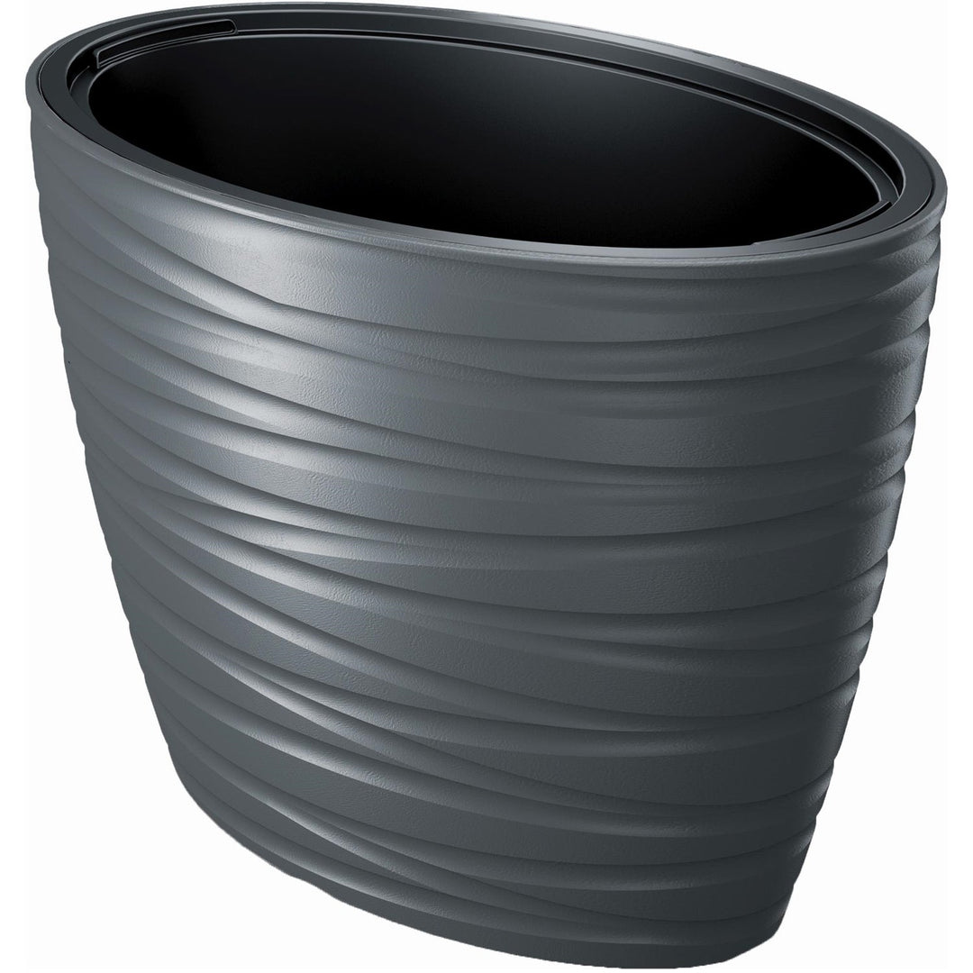 Prosperplast Maze антрацит овална саксия с вложка DBMZE600-S433