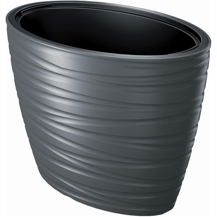 Prosperplast Maze антрацит овална саксия с вложка DBMZE600-S433