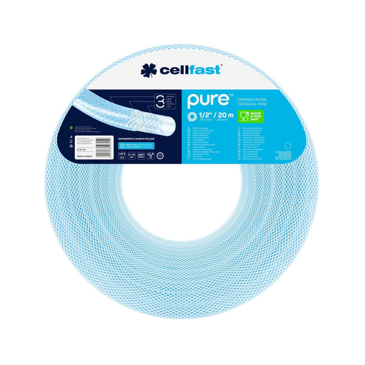 Cellfast Pure 3-слоен маркуч за питейна вода, 12,5 mm x 2,5 mm, 20 m