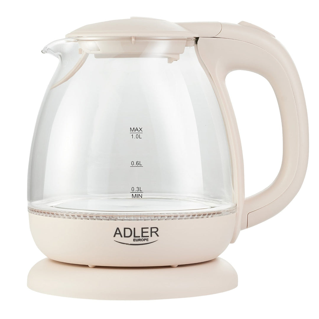 Adler AD 1283C Стъклена кана 1,0 л с въртяща се основа, плоско дъно