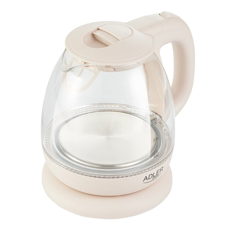 Adler AD 1283C Стъклена кана 1,0 л с въртяща се основа, плоско дъно