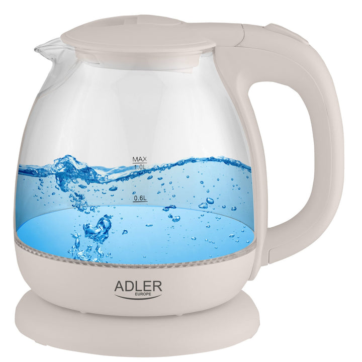 Adler AD 1283C Стъклена кана 1,0 л с въртяща се основа, плоско дъно