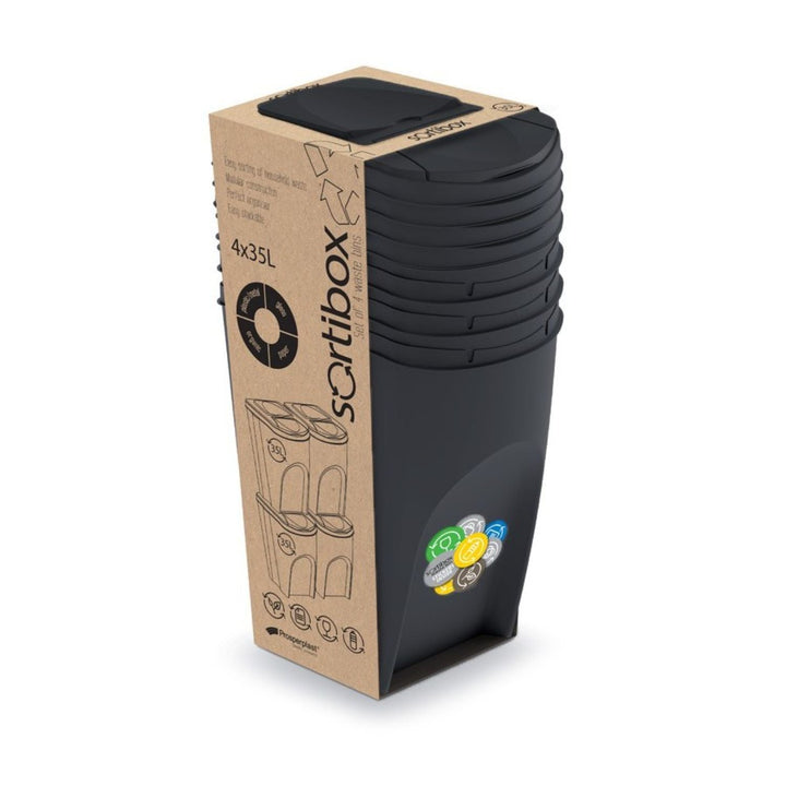 Prosperplast Sortibox 4x35L антрацит комплект кошчета за сортиране на отпадъци