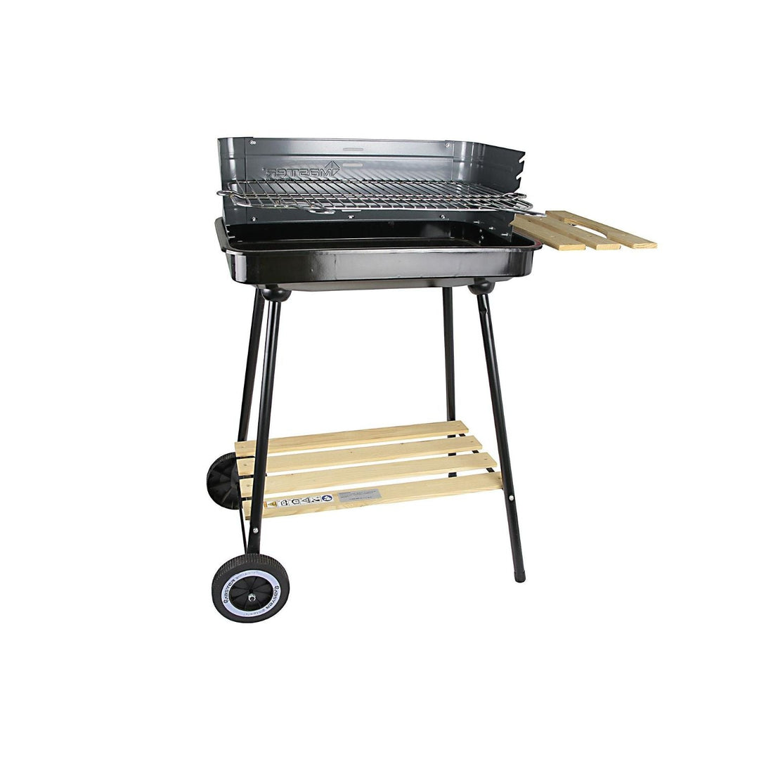 Master Grill правоъгълен барбекю на дървени въглища, 58 x 38 cm купа, 2 рафта, колела MG905