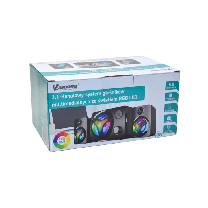 Set difuzoare Vakoss SP-3140BK 2.1 cu LED BT și RGB