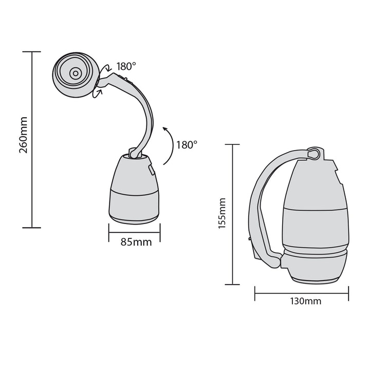 Maclean 3-в-1 LED лампа, за къмпинг, настолна лампа, фенер, 1W, 60-200lm, студено бяло 6000K, захранване 3xAA 1.5V, MCE294