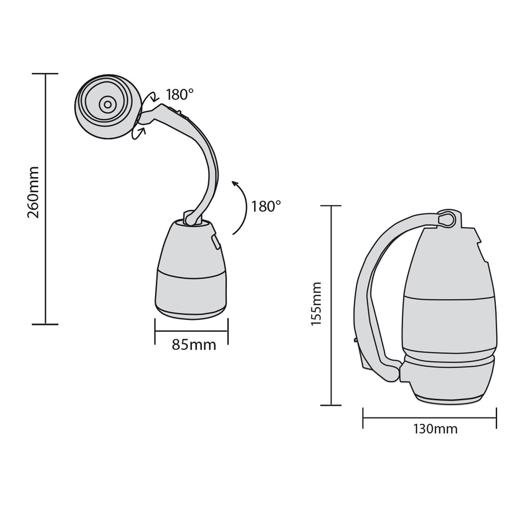 Maclean 3-в-1 LED лампа, за къмпинг, настолна лампа, фенер, 1W, 60-200lm, студено бяло 6000K, 18650 1500mAh, функция powerbank MCE298