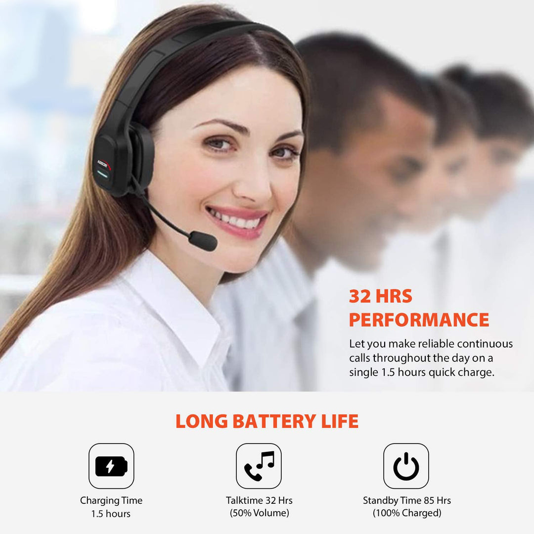 Bluetooth ANC слушалки за кол център с Audiocore микрофон, QCC3020, ANC, AVRCP, A2DP, HSP, HFP, SBC AAC кодек, AC864