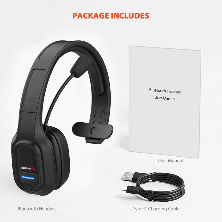 Bluetooth ANC слушалки за кол център с Audiocore микрофон, QCC3020, ANC, AVRCP, A2DP, HSP, HFP, SBC AAC кодек, AC864