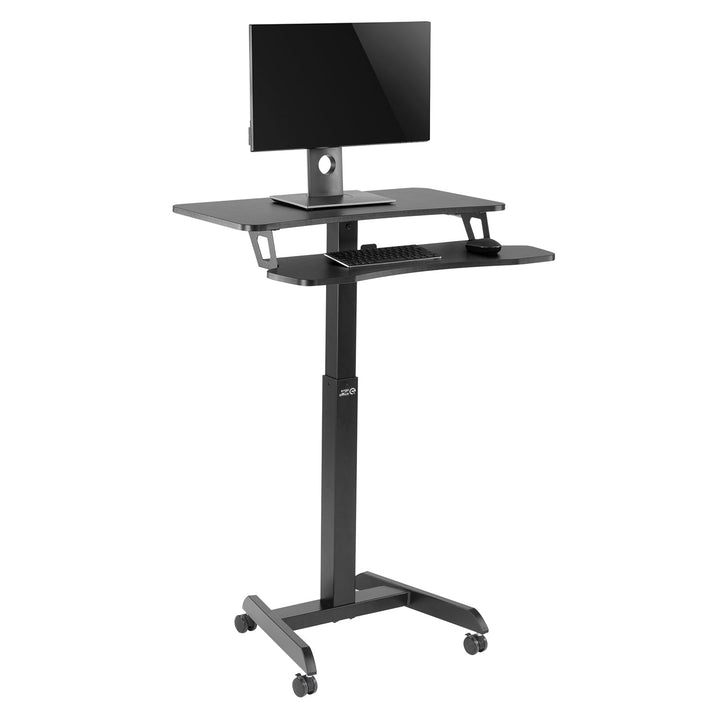 Birou reglabil pe inaltime, Ergo Office ER-444B, 80 x 40 cm, negru, cu blat dublu