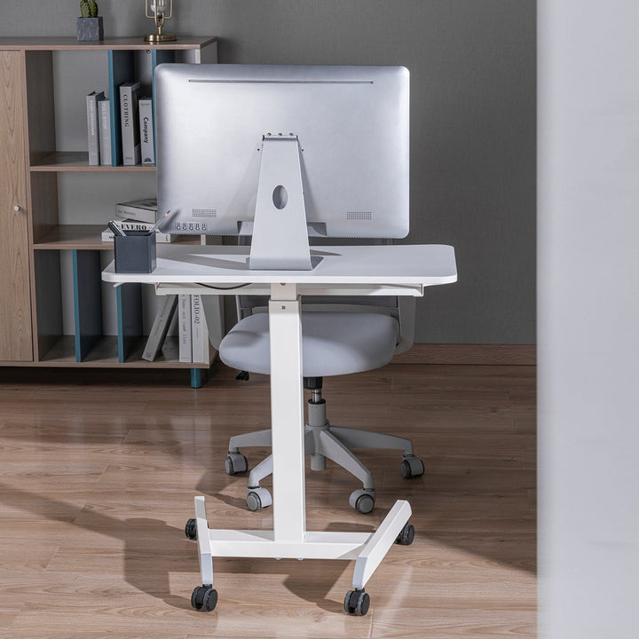 Мобилна работна станция с регулиране на височината и двойна платформа Ergo Office, за работа в изправено положение, бяла, макс. 8 кг, макс. височина 1200 мм, ER-444 W