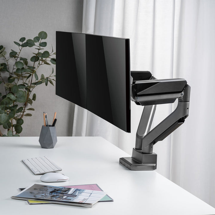 Ergo Office универсален монтаж за два монитора, газова пружина 17"-35" 15 кг, VESA 75x75 / 100x100, ER-446