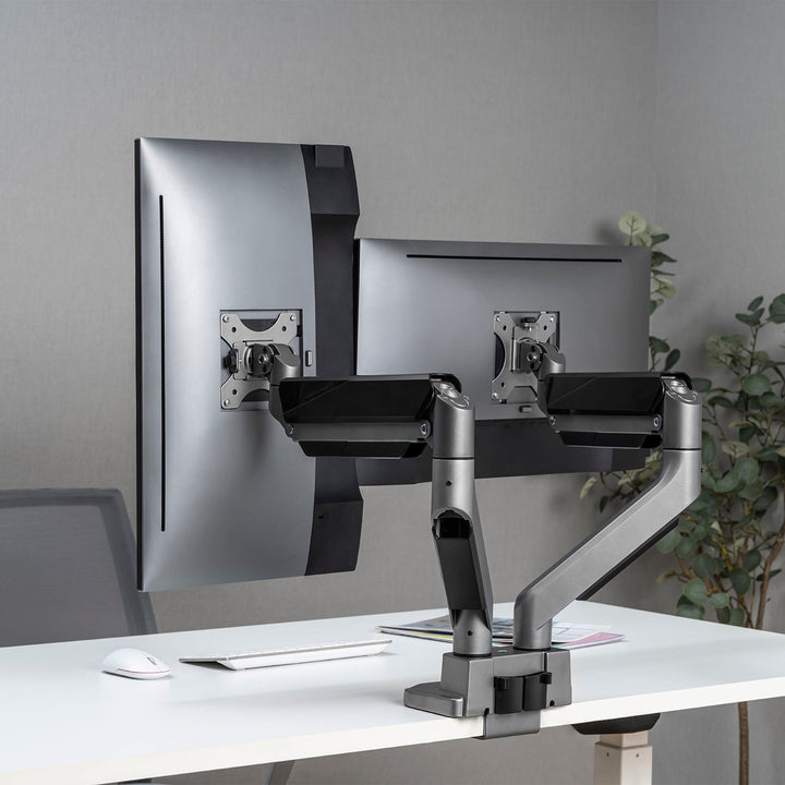Ergo Office универсален монтаж за два монитора, газова пружина 17"-35" 15 кг, VESA 75x75 / 100x100, ER-446