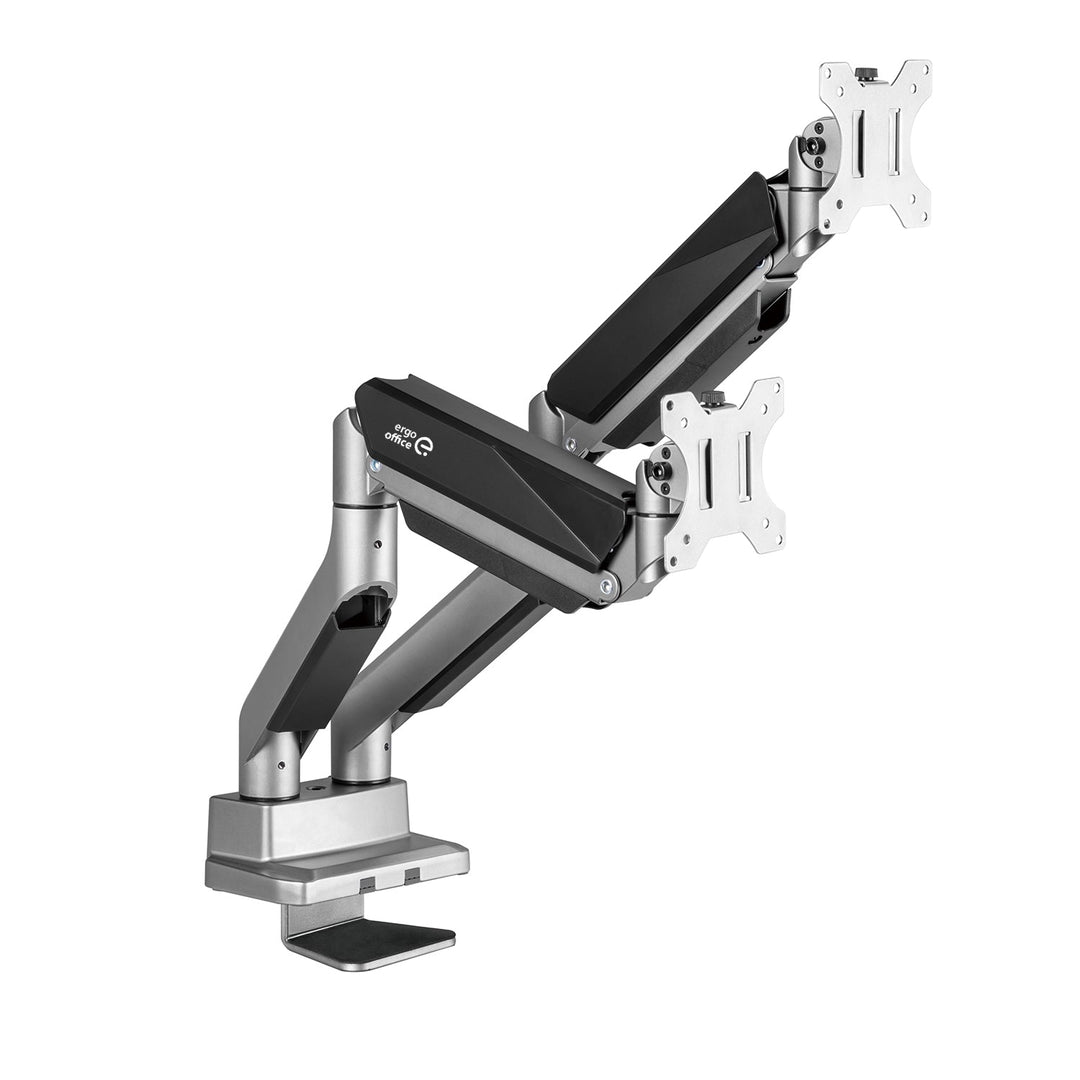 Ergo Office универсален монтаж за два монитора, газова пружина 17"-35" 15 кг, VESA 75x75 / 100x100, ER-446