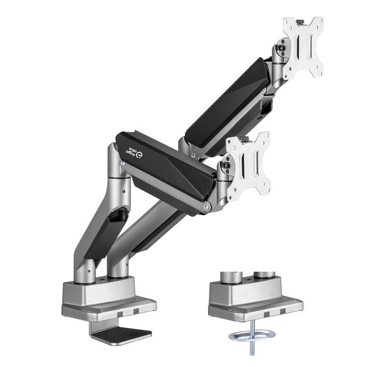Ergo Office универсален монтаж за два монитора, газова пружина 17"-35" 15 кг, VESA 75x75 / 100x100, ER-446
