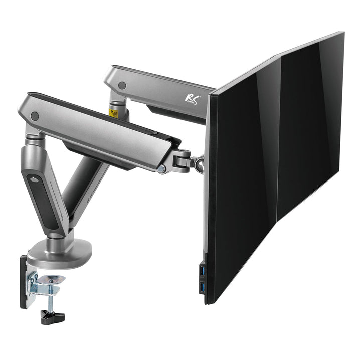 Двойна стойка за гейминг монитор NanoRS, RGB LED подсветка, 17-32", макс. 9 кг, VESA 75x75 / 100x100, RS166