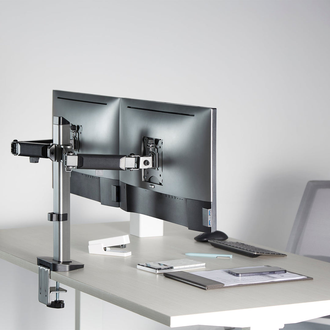 Делукс ергономична офис стойка за два монитора, 17"-32", макс. 9 кг, ER-449