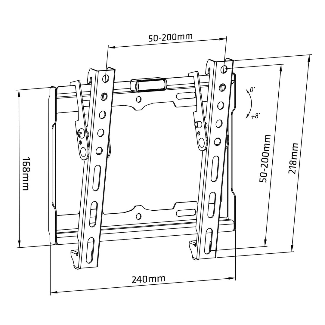 Монтажна стойка за телевизор Maclean, макс. VESA 200x200, 13-42", до 25 кг, черна, MC-942