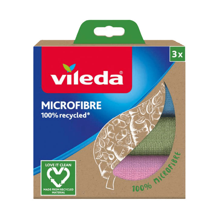 Комплект от 3 микрофибърни кърпи Vileda, 100% рециклирани