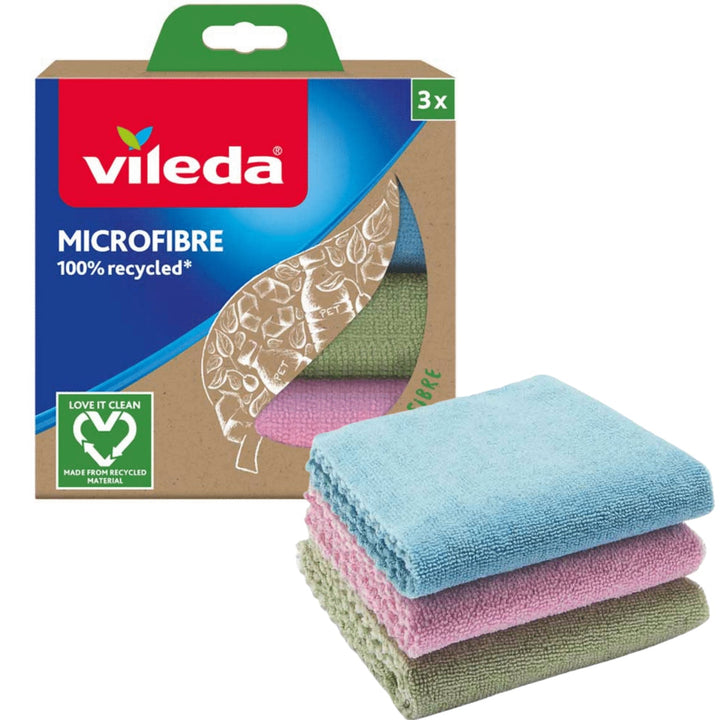 Комплект от 3 микрофибърни кърпи Vileda, 100% рециклирани