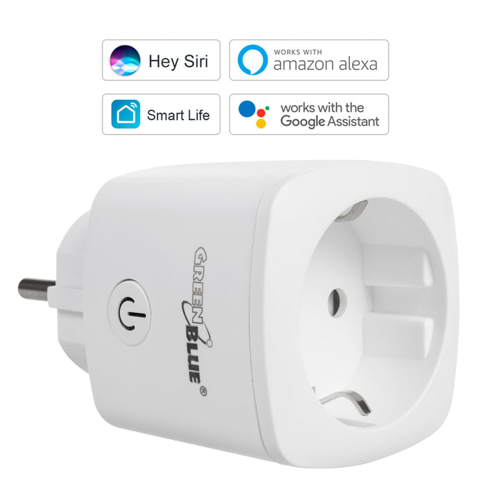 GreenBlue дистанционно управляема WiFi контактна кутия, Android/iOS/Alexa/Google Home, енергийна консумация, таймер, макс. 3680 W, тип F, GB720 F