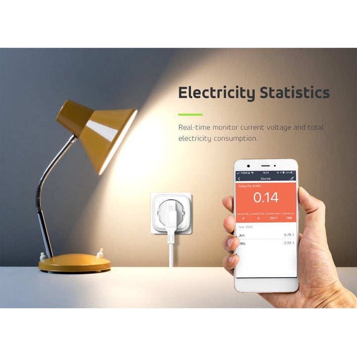 GreenBlue дистанционно управляема WiFi контактна кутия, Android/iOS/Alexa/Google Home, енергийна консумация, таймер, макс. 3680 W, тип F, GB720 F