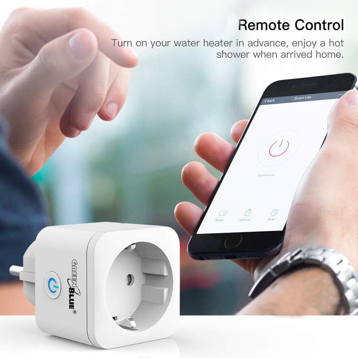 GreenBlue дистанционно управляема WiFi контактна кутия, Android/iOS/Alexa/Google Home, енергийна консумация, таймер, макс. 3680 W, тип F, GB720 F
