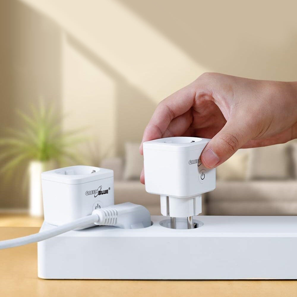 GreenBlue дистанционно управляема WiFi контактна кутия, Android/iOS/Alexa/Google Home, енергийна консумация, таймер, макс. 3680 W, тип F, GB720 F