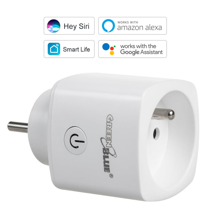 GreenBlue дистанционно управляема WiFi контактна кутия, Android/iOS/Alexa/Google Home, енергийна консумация, таймер, макс. 3680 W, тип E, GB720 E
