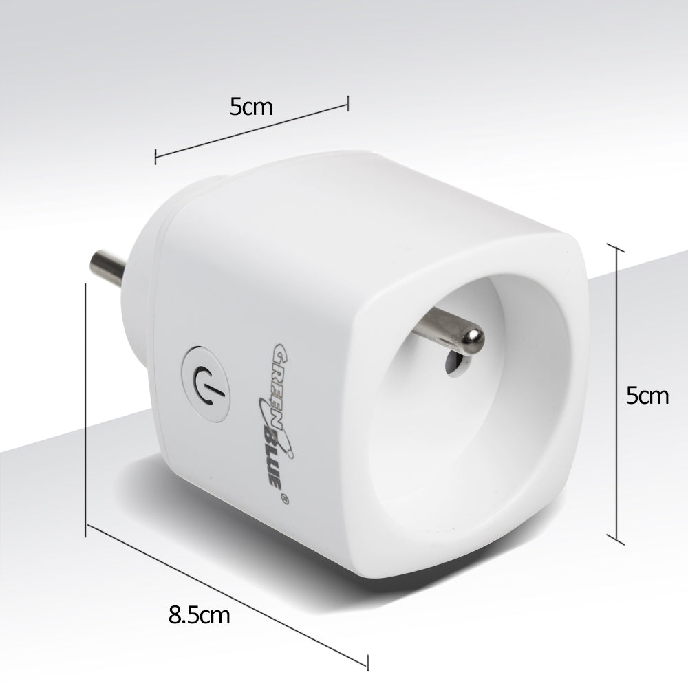 GreenBlue дистанционно управляема WiFi контактна кутия, Android/iOS/Alexa/Google Home, енергийна консумация, таймер, макс. 3680 W, тип E, GB720 E