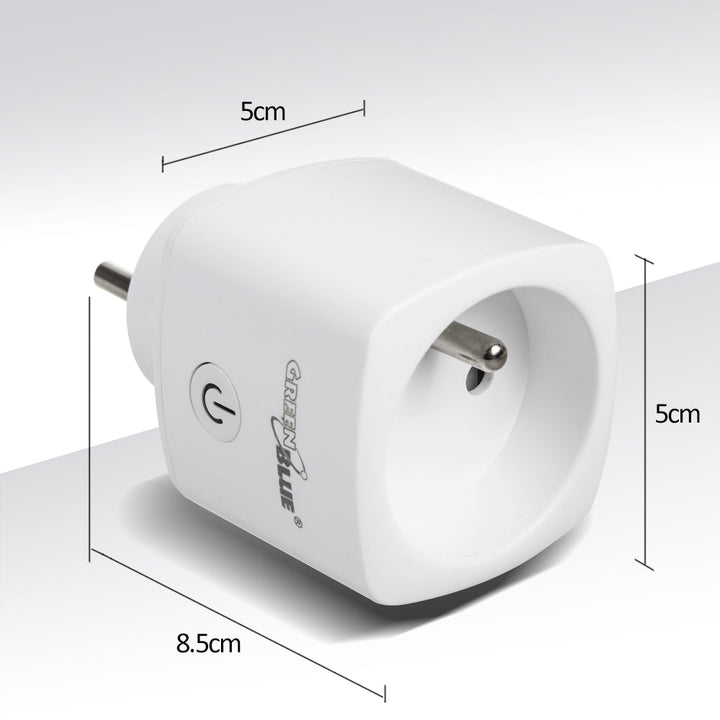 GreenBlue дистанционно управляема WiFi контактна кутия, Android/iOS/Alexa/Google Home, енергийна консумация, таймер, макс. 3680 W, тип E, GB720 E